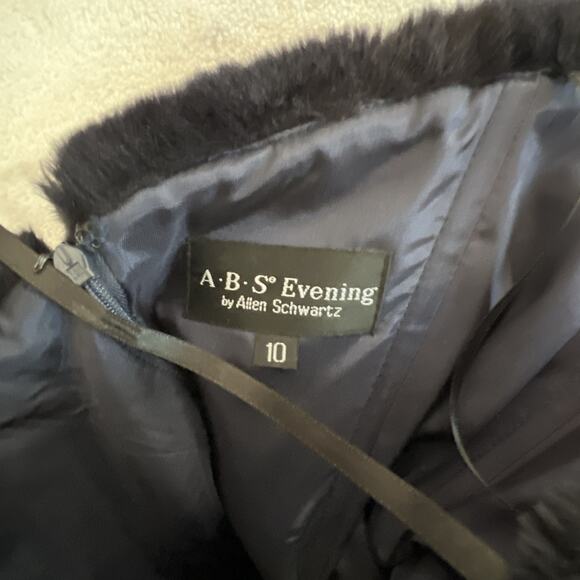 1940's Faux Fur Mermaid Gown Midnight Blue Cocktail, Event, wedding Dress 10 USA - Picture 6 of 7